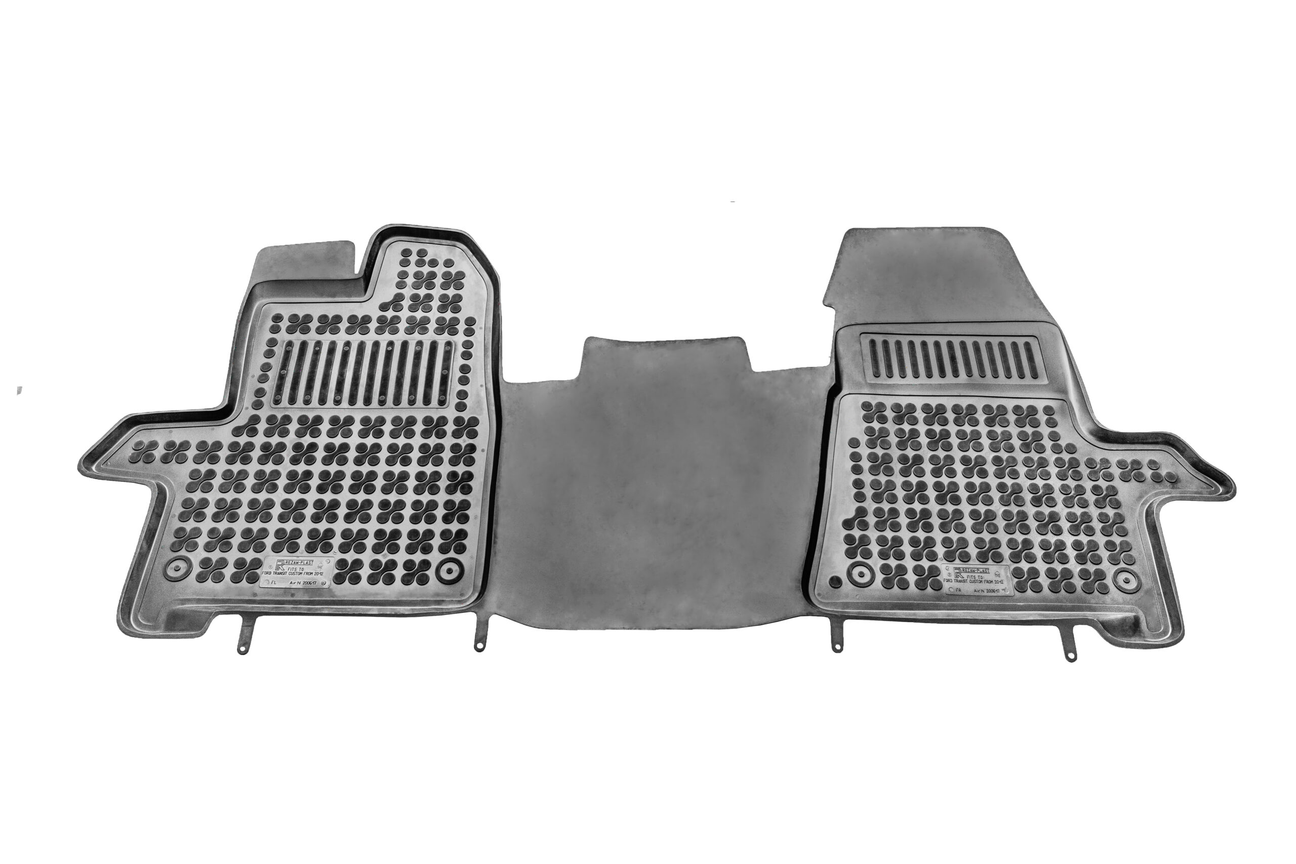 Modeliniai guminiai kilimėliai Ford Transit / Tourneo Custom (2012➝) priekiniai 2 vietų mechaninė dėžė